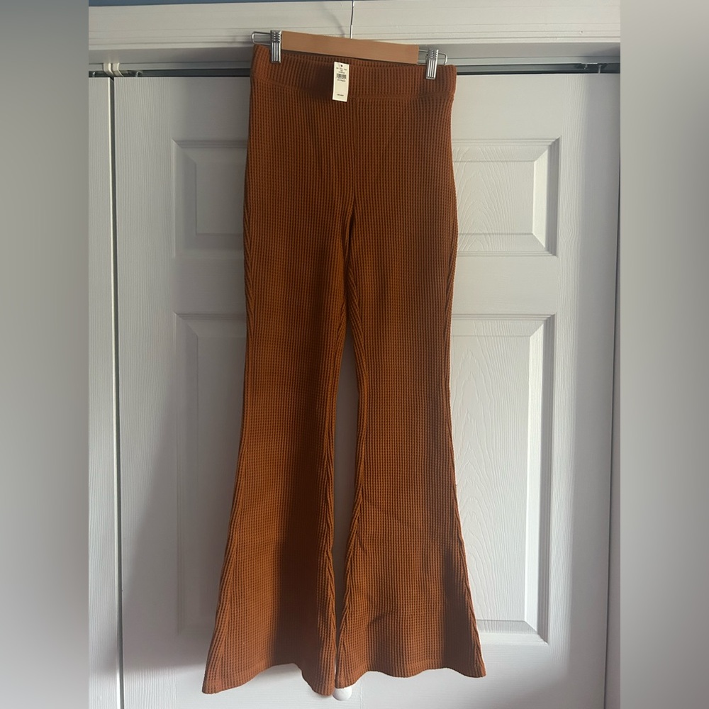 Aerie Warm Brown Textured Knit Pants